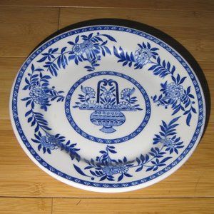 Vintage Lunch Plate Sterling China Co TOWN, Blue % White, USA 9".